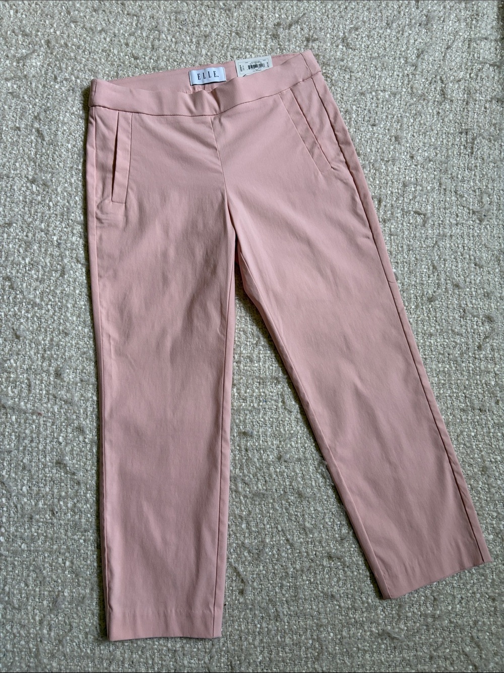 🌸 NWT ELLE WOMENS SIZE XS LIGHT PINK MID RISE CAPRI PANTS